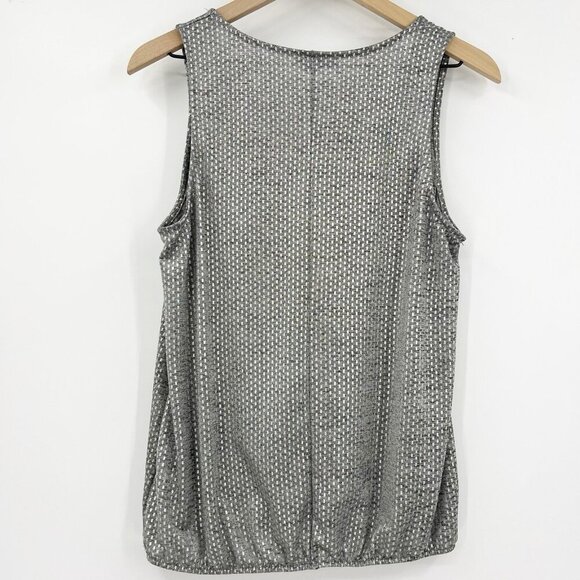 Allison Joy Gray Silver Polka Dot Top Sleeveless Metallic Shimmer Chic Size S - Picture 4 of 7